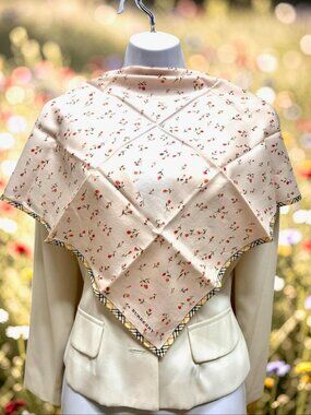 New Never Worn Burberry Neck-kerchief cotton 19.5" Pink Peach  Floral Nova (96